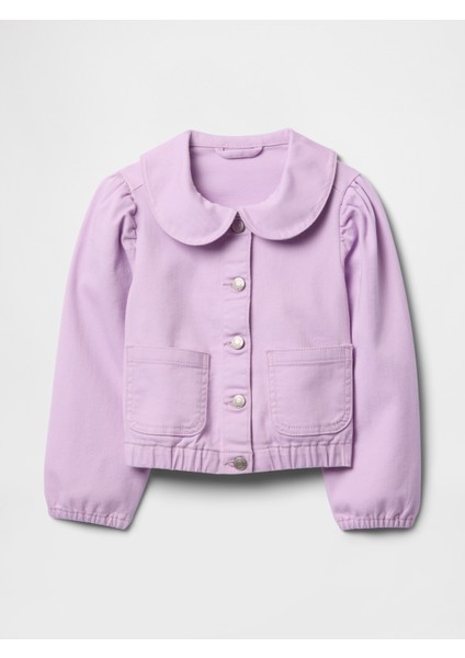 Kız Bebek Lila Yaka Detaylı Denim Ceket