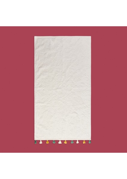 Soft Granny Summer Flos Yüz Havlusu - Ekru - 50X90 cm
