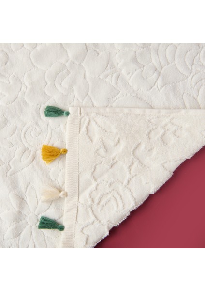 Soft Granny Summer Flos Yüz Havlusu - Ekru - 50X90 cm