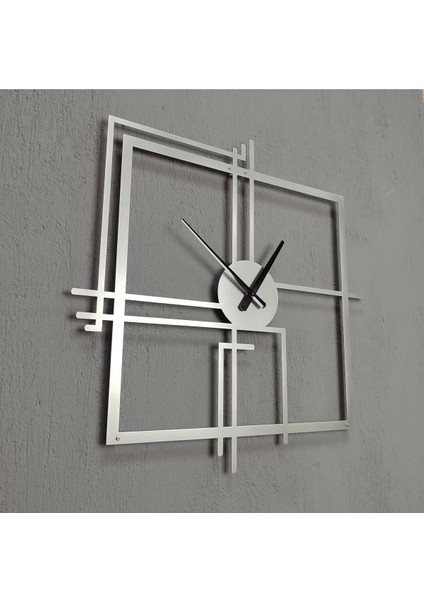 Kare Querencia Metal Gümüş / Silver Duvar Saati - Ev / Ofis Saati - Hediye Saat 60 x 60 cm modelleri