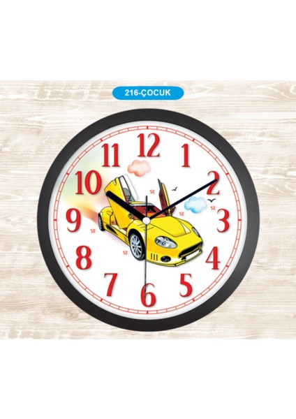 216-C Cocuk Duvar Saati 30 cm Araba