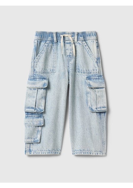 Kız Bebek Açık Mavi Ultrasoft Baggy Kargo Jean Pantolon