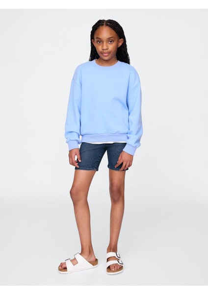 Kız Çocuk Lacivert Denim Bisiklet Şortu