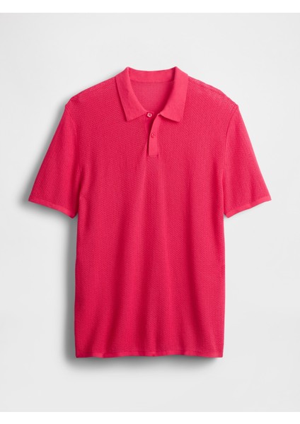 Erkek Açık Pembe Dokulu Kroşe Polo T-Shirt fiyatları