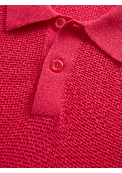 Erkek Açık Pembe Dokulu Kroşe Polo T-Shirt modelleri