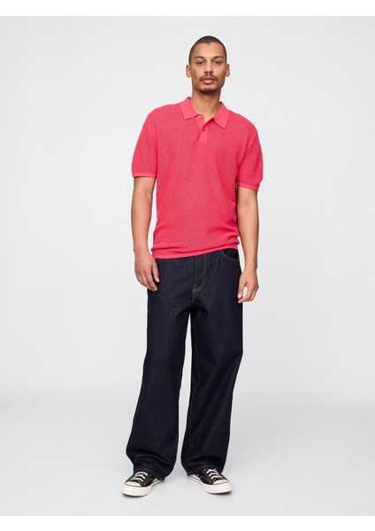 Erkek Açık Pembe Dokulu Kroşe Polo T-Shirt indirimleri