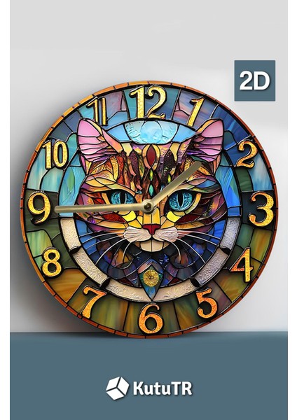 Sessiz Yuvarlak Ahşap Duvar Saati, Kuvars Hareketli 2d Kedi Desen SDW021 fiyatları