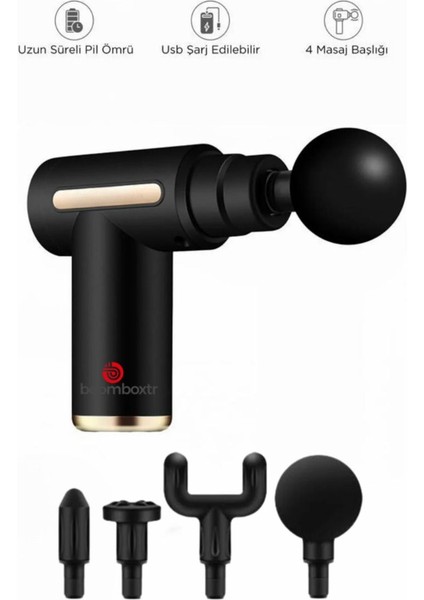 Yüksek Darbeli Titreşimli Şarjlı Masaj Aleti, 4 Başlık, CN, SRP BİLİŞİM ve TEKNOLOJİ