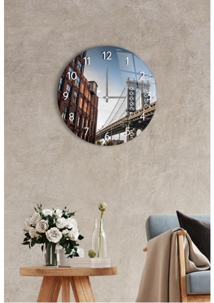 Çap 27 cm Manhattan Dekoratif Cam Duvar Saati
