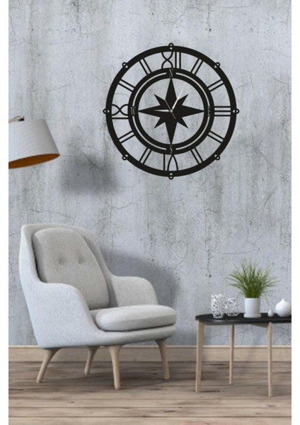 Pusula Temalı Duvar Saati Ahşap Pusula Duvar Saati 40 cm x 40 cm fiyatları