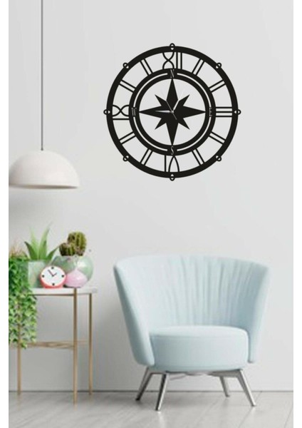 Pusula Temalı Duvar Saati Ahşap Pusula Duvar Saati 40 cm x 40 cm modelleri