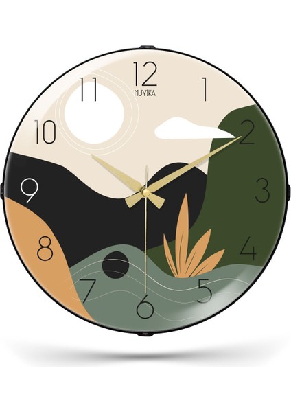 Modern Sessiz Mekanizmalı Şık Tasarım Dekoratif Bombe Camlı 36CM Duvar Saati-Derio