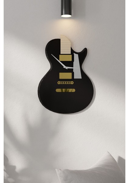 Lüx Gitar Tasarımlı Aynalı Pleksili Ahşap Duvar Saati fiyatları