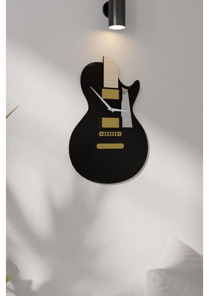 Lüx Gitar Tasarımlı Aynalı Pleksili Ahşap Duvar Saati modelleri