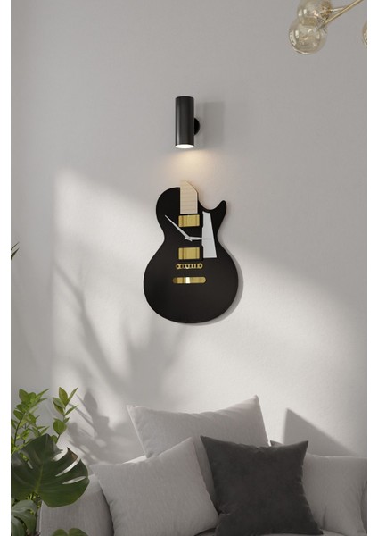 Lüx Gitar Tasarımlı Aynalı Pleksili Ahşap Duvar Saati indirimleri