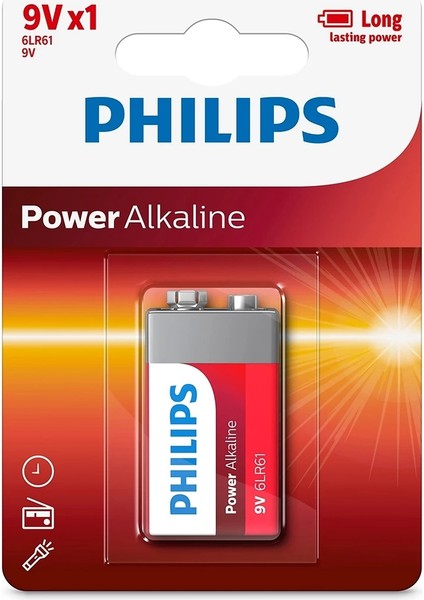 Phılıps 6LR61-P1B 9 Volt Power Alkalin Pil (Tekli)