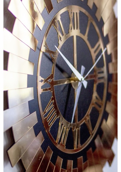 40X40 cm Dekoratif Duvar Saati Çift Kat Mdf Üzeri Gold Aynalı Pleksi Roma Rakamlı Kadran indirimleri