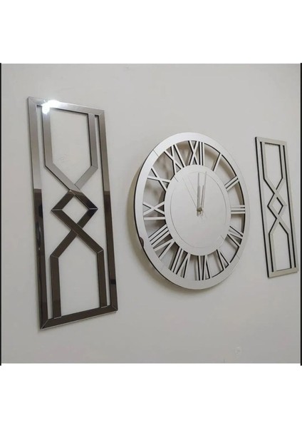 Dekoratif Xxxl Büyük Boy Aynalı Özel Kutulu Gümüş Tablo Duvar Saati fiyatları