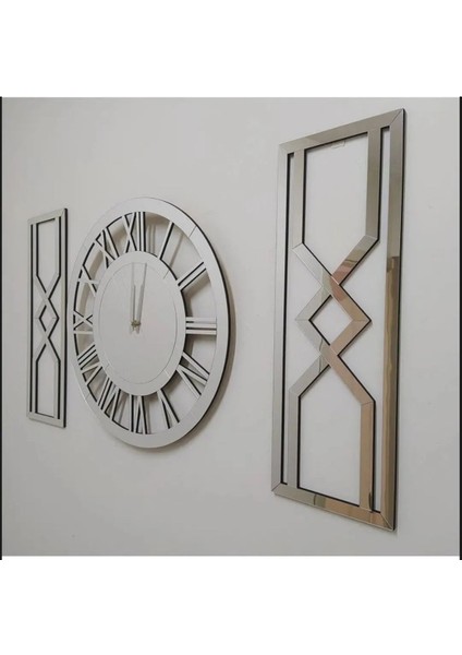 Dekoratif Xxxl Büyük Boy Aynalı Özel Kutulu Gümüş Tablo Duvar Saati modelleri