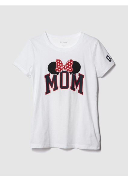 Kadın Beyaz Gap Logo Disney Mom Grafik T-Shirt