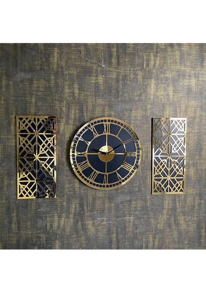 3'lü Roma Rakamlı Gold Duvar Saati fiyatları
