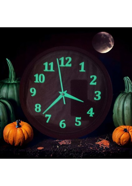 Fosforlu Gece Parlayan Kırmızı Duvar Saati 22 cm 4 Adet Bez Çanta Hediyeli B3
