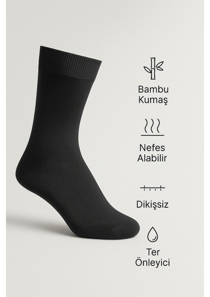Kaelaurean Füme Erkek 6 Çift Bambu Dikişsiz Soket Çorap