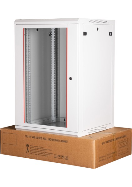 18U 19" Duvar Tipi Rack Kabinet – Genişlik: 600 mm | Derinlik: 600 mm – Açık Gri (Demonte)