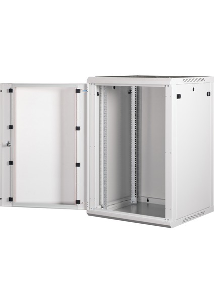 18U 19" Duvar Tipi Rack Kabinet – Genişlik: 600 mm | Derinlik: 600 mm – Açık Gri (Demonte) modelleri