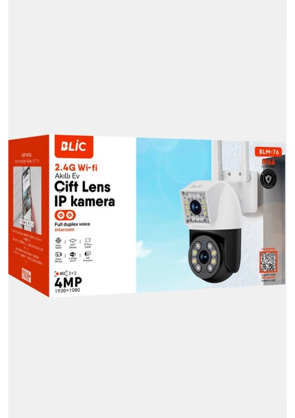 4mp Iç ve Dış Mekan Uyumlu Ip Kamera IP66 Sertifikalı Hareket Takip Dual Lens Güvenlik Kamerası modelleri