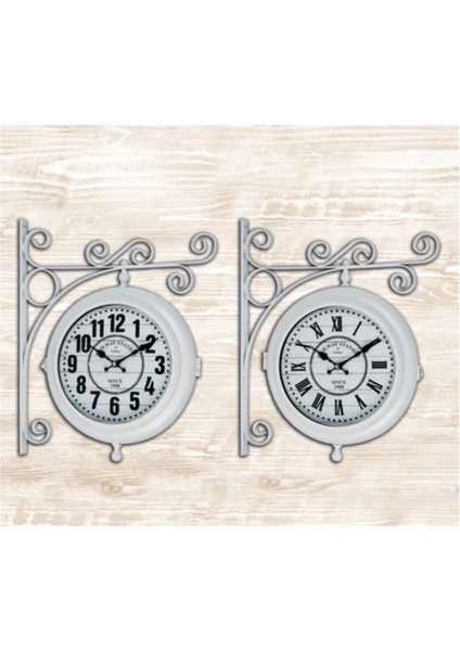 Bebo Store Çift Yönlü Istasyon Duvar Saati - Beyaz