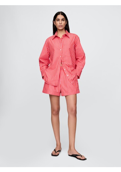 Kadın Kırmızı Organik Pamuk Poplin Boxer Şort fiyatları