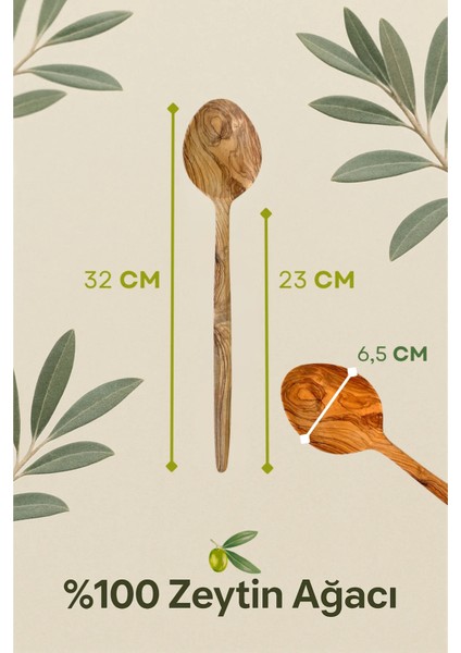 2 Li Zeytin Ağacı Kaşık Seti 32 ve 23 cm El Yapımı, Doğal, Çizmez, Servis ve Pilav Kaşığı fırsatları