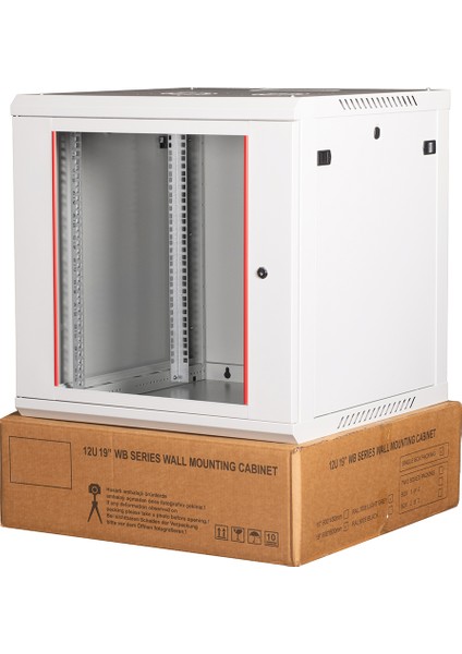 12U 19" Duvar Tipi Rack Kabinet – Genişlik: 600 mm | Derinlik: 600 mm – Açık Gri (Demonte)