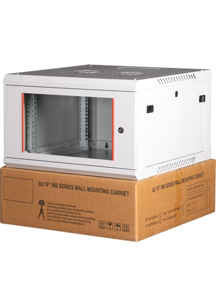 - 6u 19" Duvar Tipi Rack Kabinet – Genişlik: 600 mm | Derinlik: 600 mm – Açık Gri (Demonte)