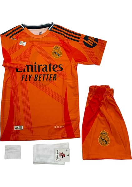 Real Madrid Mbappe Deplasman Turuncu Sampionlar Lg Çocuk Futbol Forması 4lü Set Forma+Şort+Çorp+Bilrklik fiyatları