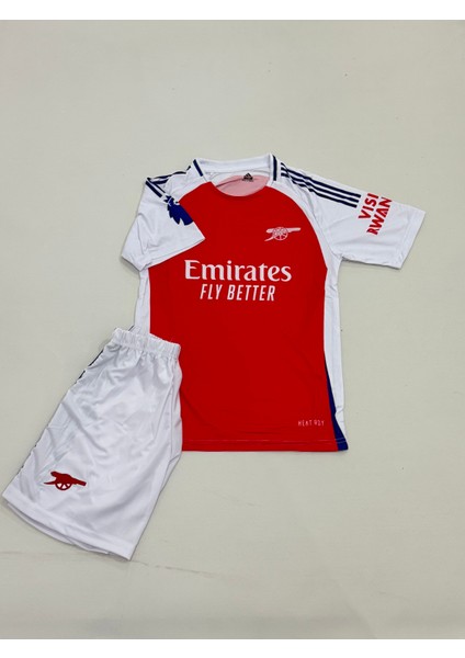 Arsanal Rıce New Sezon Iç Saha Kırmızı Çocuk Futbol Forması 4lü Set Forma+Şort+Çorp+Bilrklik