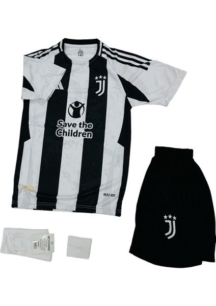Juventus Kenan Yıdız Çubuklu Sampionlar Lg Çocuk Futbol Forması 4lü Set Forma+Şort+Çorp+Bilrklik