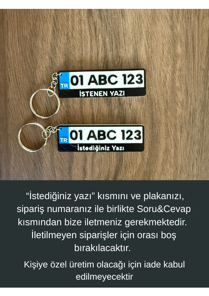 Kişiye Özel Plaka Anahtarlık Isim ve Altyazılı