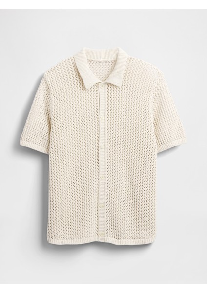 Erkek Bej Mesh Örgü Gömlek modelleri