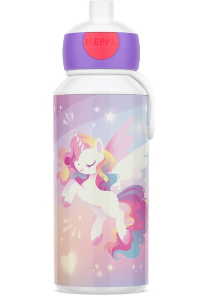 Drinking Bottle Pop Up Campus Içecek Şişesi 400 ml - Unicorn Glow