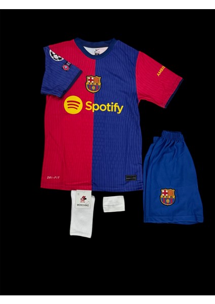 Barcelona Pedri New Sezon Bordo Iç Saha Çocuk Futbol Forması 4lü Set Forma+Şort+Çorp+Bilrklik