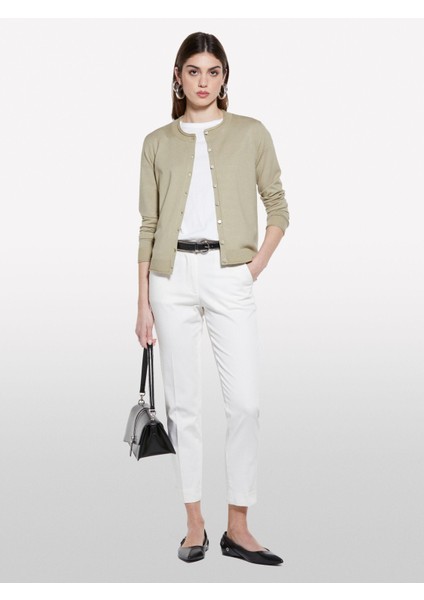 Sisley Streç Pamuklu Normal Bel Chino Pantolon Kadın Bej Pantolon - 325P4BYW55AH6