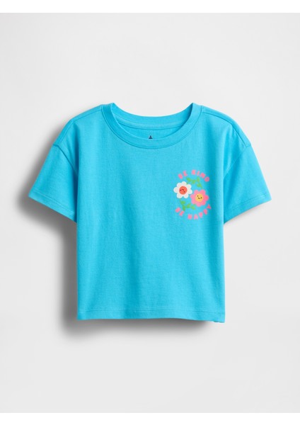 Kız Bebek Mavi Mix & Match Relaxed Grafik T-Shirt