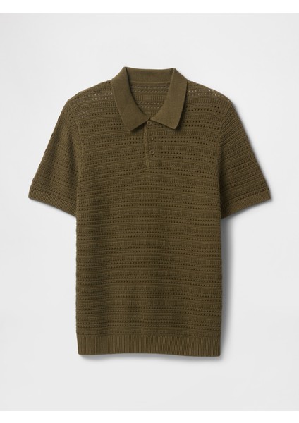 Erkek Haki Örgü Polo T-Shirt modelleri