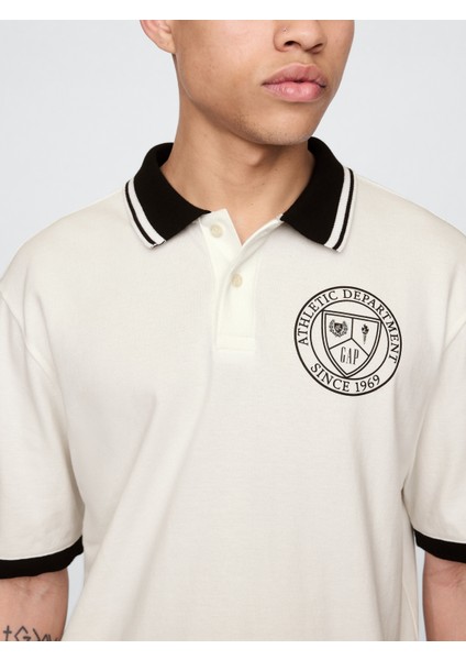 Erkek Beyaz Athletic Gap Logo Pique Polo T-Shirt modelleri