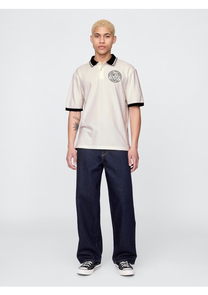 Erkek Beyaz Athletic Gap Logo Pique Polo T-Shirt indirimleri