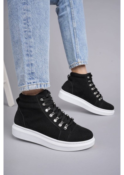 ET206 Ottawa Bağcıklı Süet Erkek Günlük Spor Bot Bt - Siyah