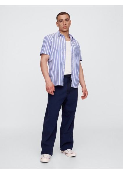 Erkek Lacivert Gauze Baggy Easy Pantolon