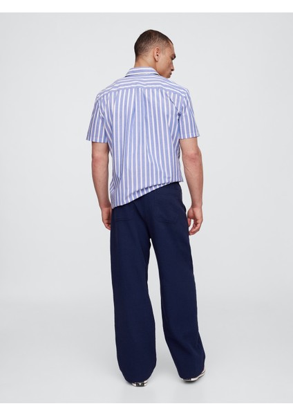 Erkek Lacivert Gauze Baggy Easy Pantolon fırsatları